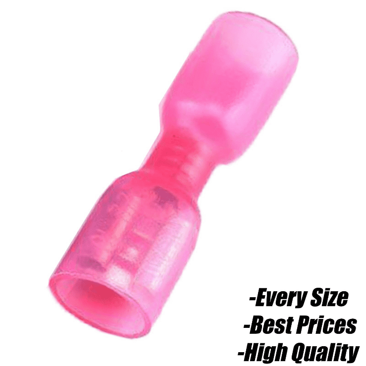 Red 6.3mm Heat Shrink Female Spade Tab Fully Insulated Terminal Electrical Crimp