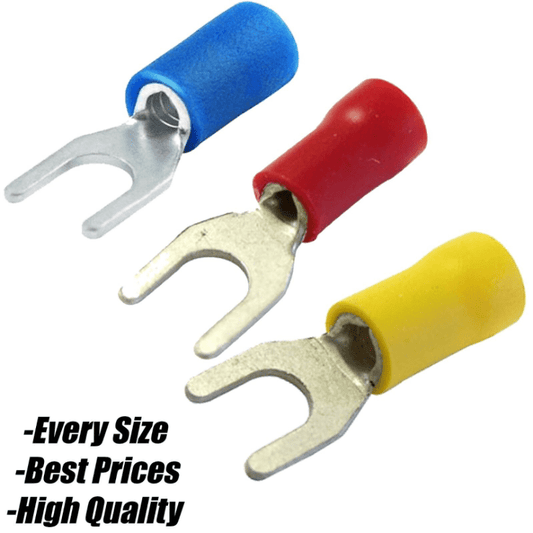 Red Blue Yellow 6.4mm fork Prong Terminals Wire Cable Connector Sleeve Crimp
