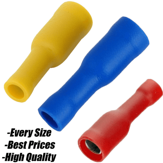Red Blue Yellow Bullet Receptacle Terminals Brass Connector Cable Crimp Wire