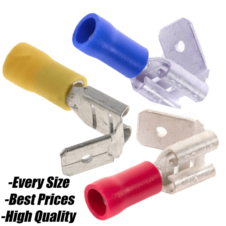 Red Blue Yellow Piggyback Terminal Connector 6.3mm Splice Crimp Electrical Wire
