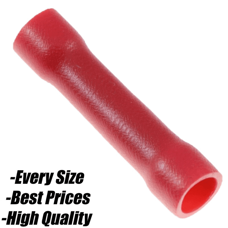 Red Butt Connector Connection Sleeve Terminal Electrical Wire Crimp Radio Tv