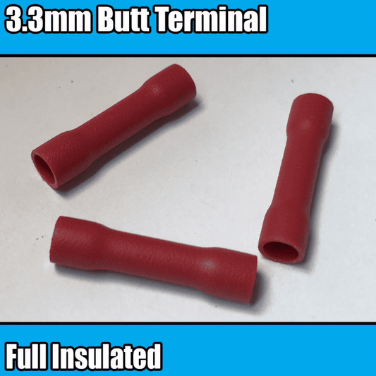Red Butt Tube Fully Insulated Electrical 3.3mm Crimp Terminals