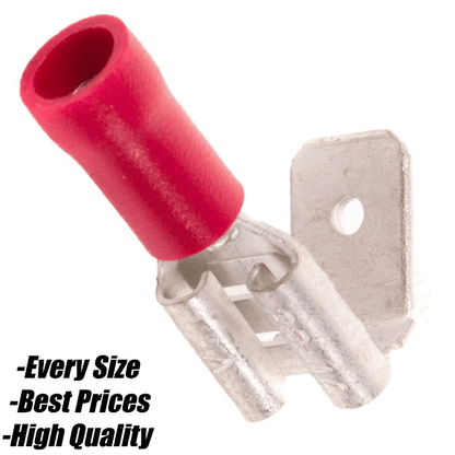 Red Copper Crimp Terminals Male Tab Spade Piggyback Wire Connector Conduit Audio