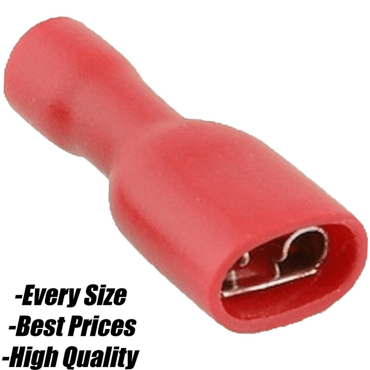 Red Female Full Insulated Electrical 6.3mm Spade Crimp Terminals Cable Wire