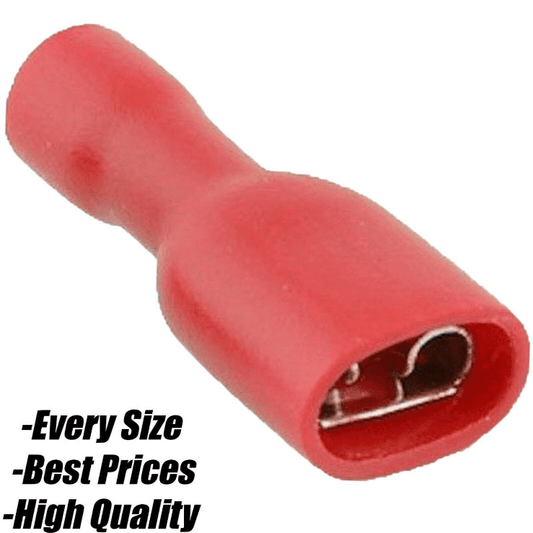 Red Female Full Insulated Electrical 6.3mm Spade Crimp Terminals Cable Wire