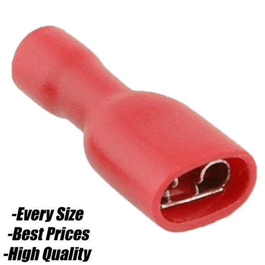 Red Female Spade Terminals Fully Insulated Crimp Car Connector Electrical Wire