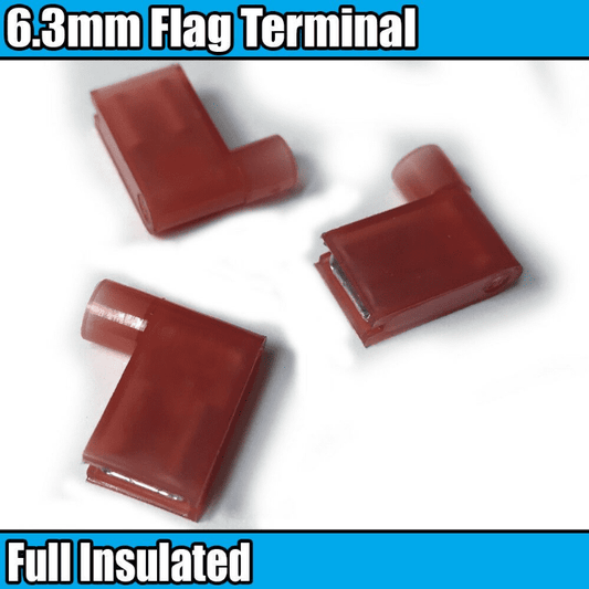 Red Flag 2 Port Fully Insulated Electrical 6.3mm Crimp Terminals Cable Wire