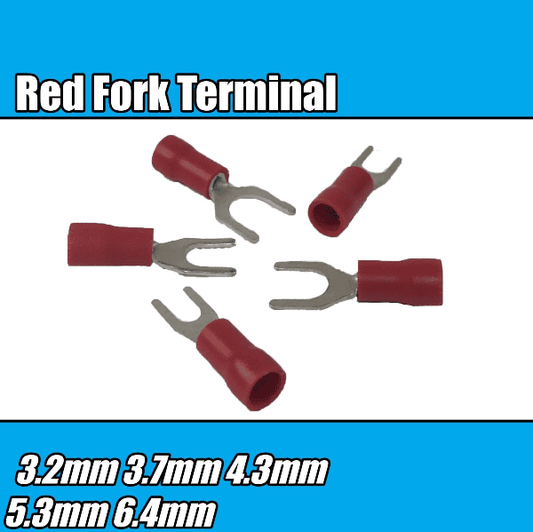 Red fork Insulated Electrical 3.2-6.4mm Crimp Terminals Cable Wire Audio