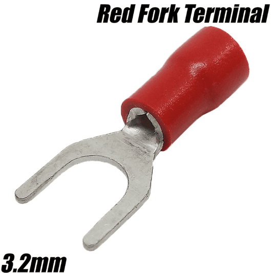 Red fork Insulated Electrical 3.2mm Crimp Terminals Cable