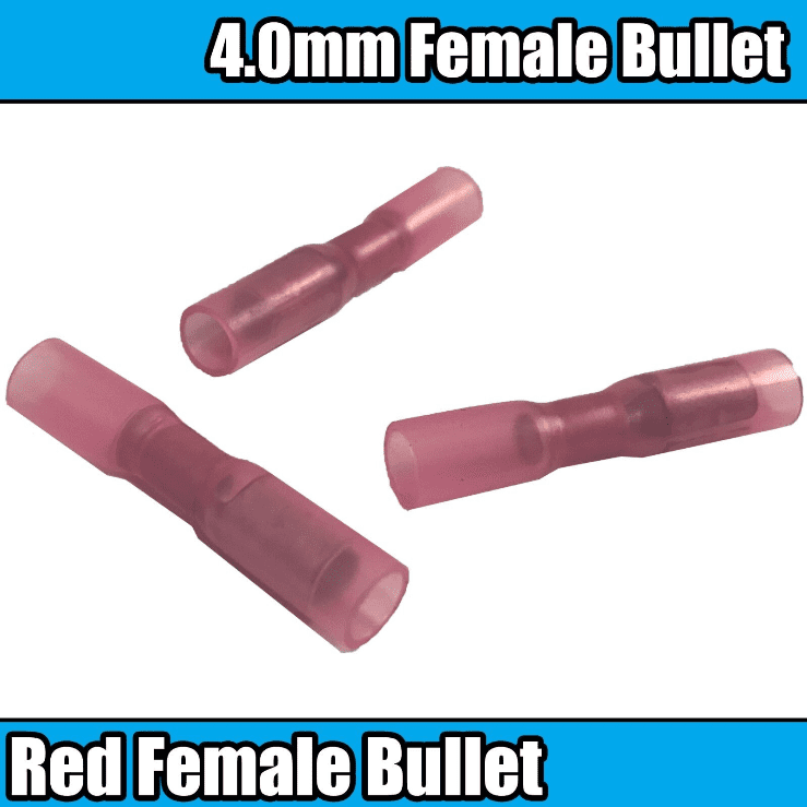 Red Heat Shrink Female Bullet Tube 4.0mm Connector Terminal Heatshrink Pink