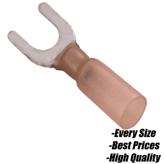 Red Heat Shrink Fork 2 Prong Connector Terminals Electrical Wire Cable Crimp
