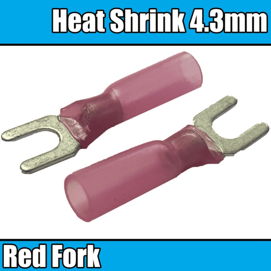 Red Heat Shrink Fork Connector Electrical 4.3mm Crimp Terminals Wire