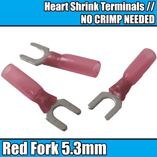 Red Heat Shrink Fork Connector Electrical 5.3mm Crimp Terminals Wire