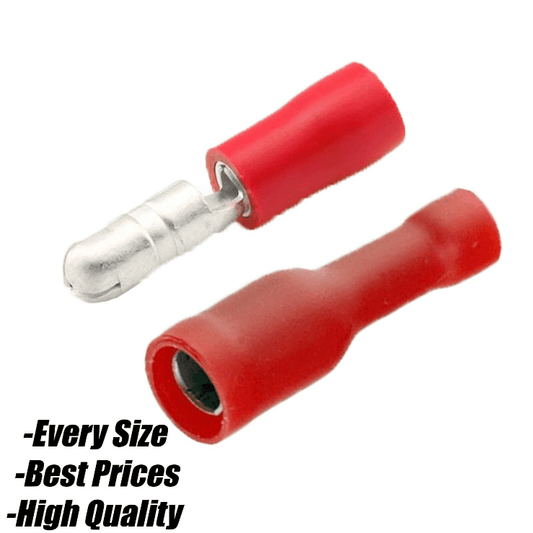 Red Insulated Bullet & Receptacles Terminals Electrical Crimp Wire Terminal Mix