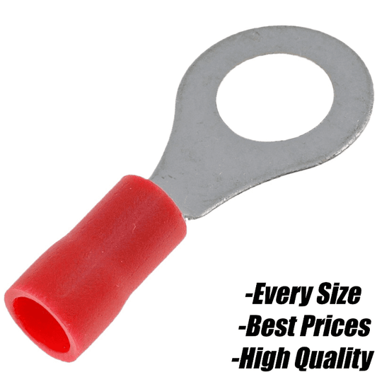 Red Insulated Copper Crimp Ring Hoop Terminal Connector 0.5mm&sup2; To 1.5mm&sup2; Wire