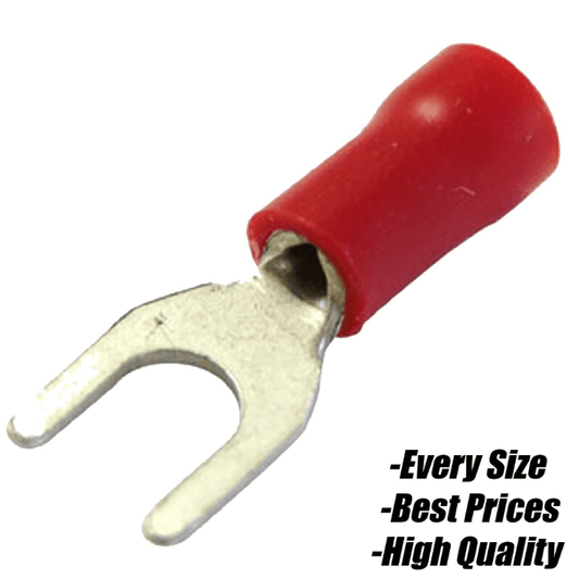 Red Insulated Electrical Splice Crimp 6.4mm fork 2 Pins Terminals Cable Wire