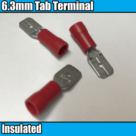 Red Male Spade Tab Fully Insulated Electrical 6.3mm Crimp Terminals Cable Wire