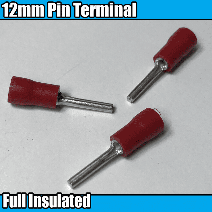 Red Pin Fully Insulated Electrical 12mm Crimp Terminals Cable Wire ...