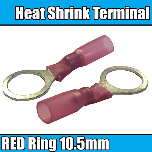 Red Ring Hoop Insulated Electrical 10.5mm Crimp Terminals Copper Cable Wire