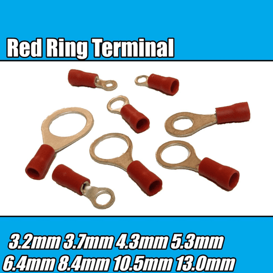 Red Ring Hoop Insulated Electrical 3.2-13mm Crimp Terminals Cable Wire Audio