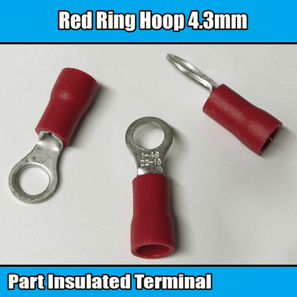 Red Ring Hoop Insulated Electrical 3.2-13mm Crimp Terminals Cable Wire Audio