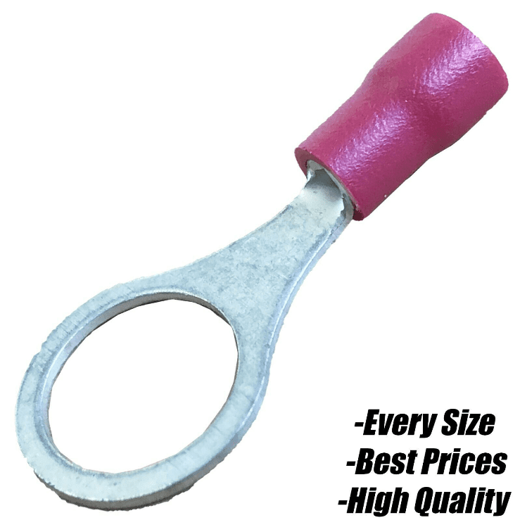 Red Terminals 10.5mm Insulated Wire Cable Copper Connector Crimp Eyelet Ring