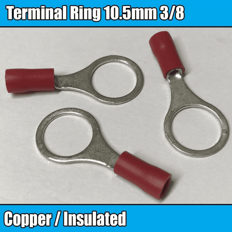 Red Terminals 10.5mm Insulated Wire Cable Copper Connector Crimp Eyelet Ring