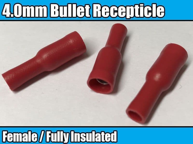 Red Terminals Female Bullet Receptacle 4.0mm Insulated Wire Cable Connector