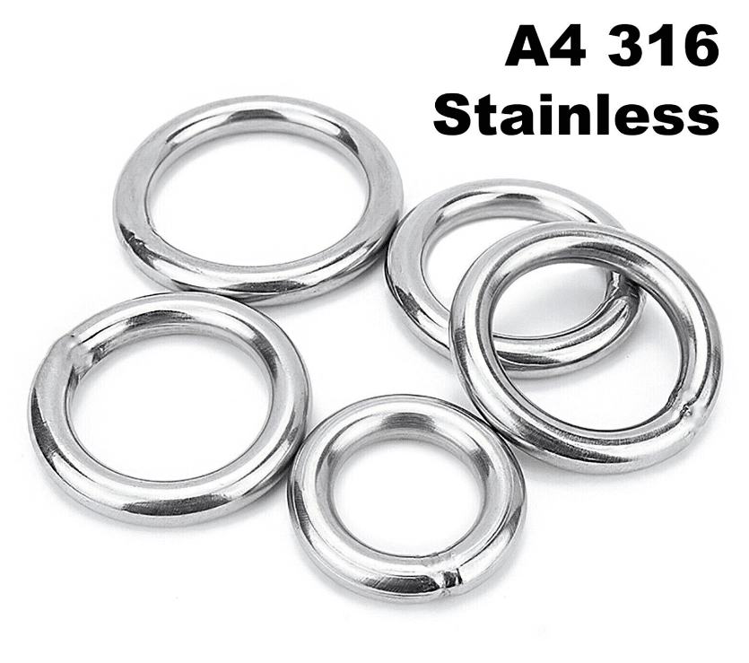 Round O Rings - A4 316 Marine Grade Stainless Steel - Welded Polished M3 - M12