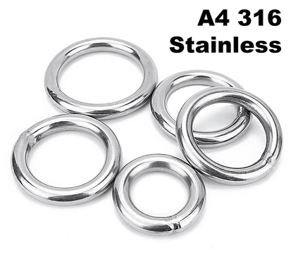 Round O Rings - A4 316 Marine Grade Stainless Steel - Welded Polished M3 - M12