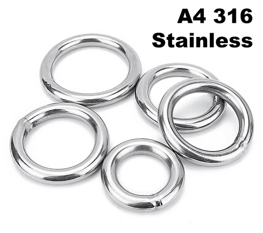 Round O Rings - A4 316 Marine Grade Stainless Steel - Welded Polished M3 - M12