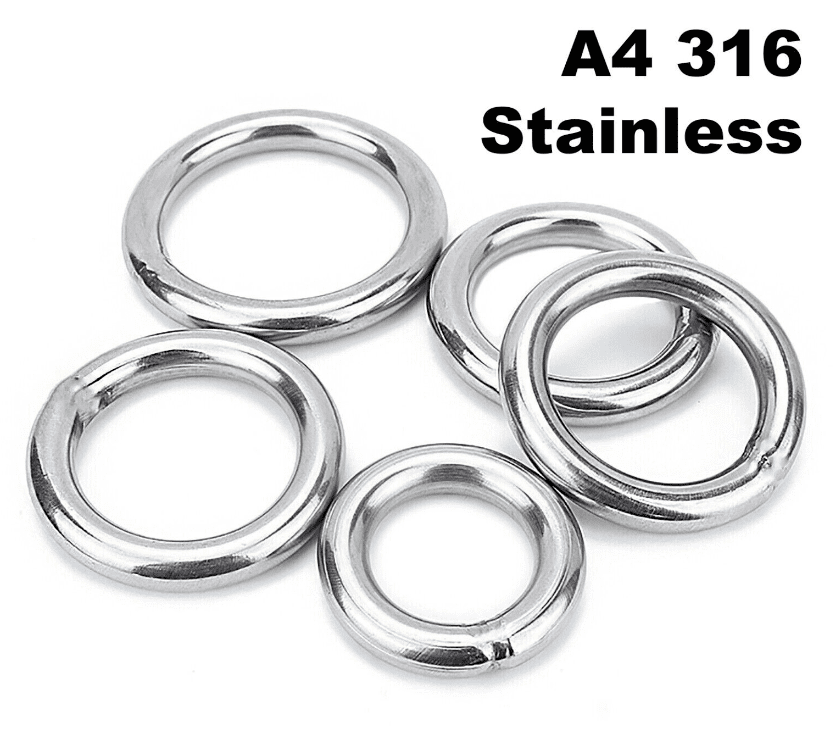 Round O Rings - A4 316 Marine Grade Stainless Steel - Welded Polished M3 - M16