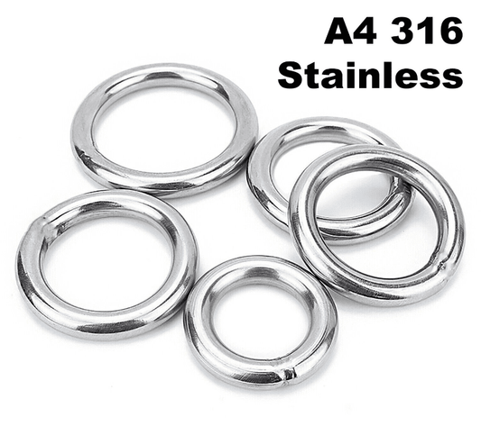 Round O Rings - A4 316 Marine Grade Stainless Steel - Welded Polished M3 - M16