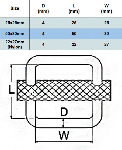 Adjustable Webbing Buckles Knurled Slide Bar Strap A4 Marine Stainless Steel Dimensions