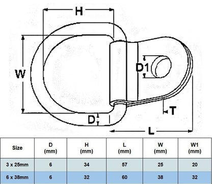 D Ring Tie Down Lashing Hook A4 Marine 316 Stainless Steel Anchor Point Trailer