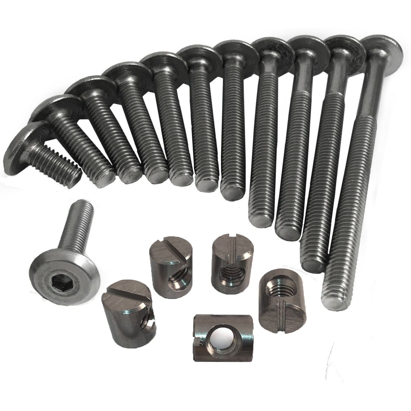 M6 Stainless Steel Furniture Connector Bolts With 12mm Cross Dowel Barrel Nuts