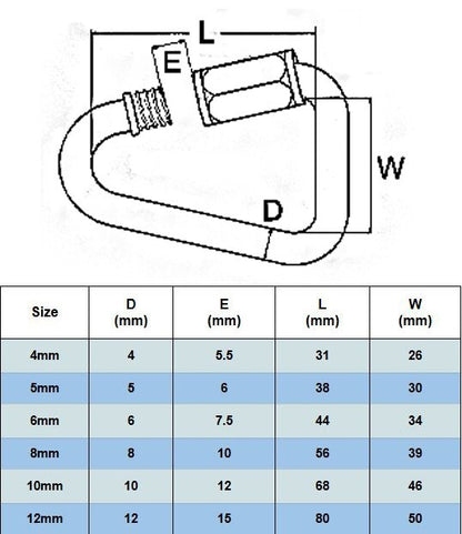 6mm Delta Quick Links Screw Lock Triangle Chain Repair A4 316 Stainless Steel