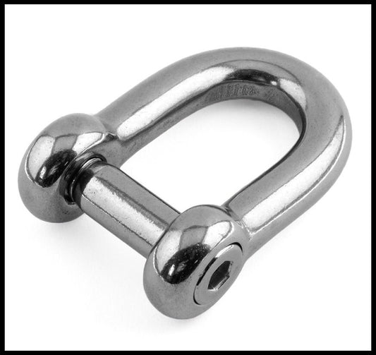 Socket Head D Shackle Slotted Pin Lock - A4 316 Marine Stainless Steel Dee Bolt