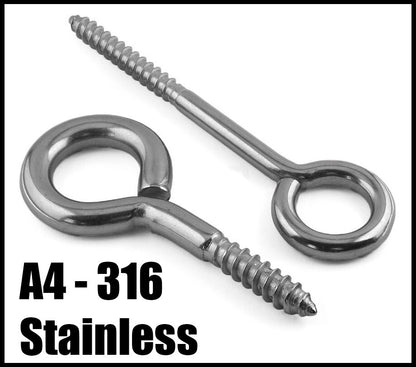 Vine Eye Wood screw - A4 316 Stainless Steel Marine Grade Hanger Boat Planter