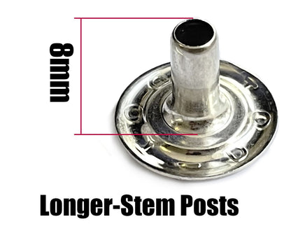 DOT Press Snap Fitting Posts Longer Stem Boat Cover Canopy Fastener 8mm