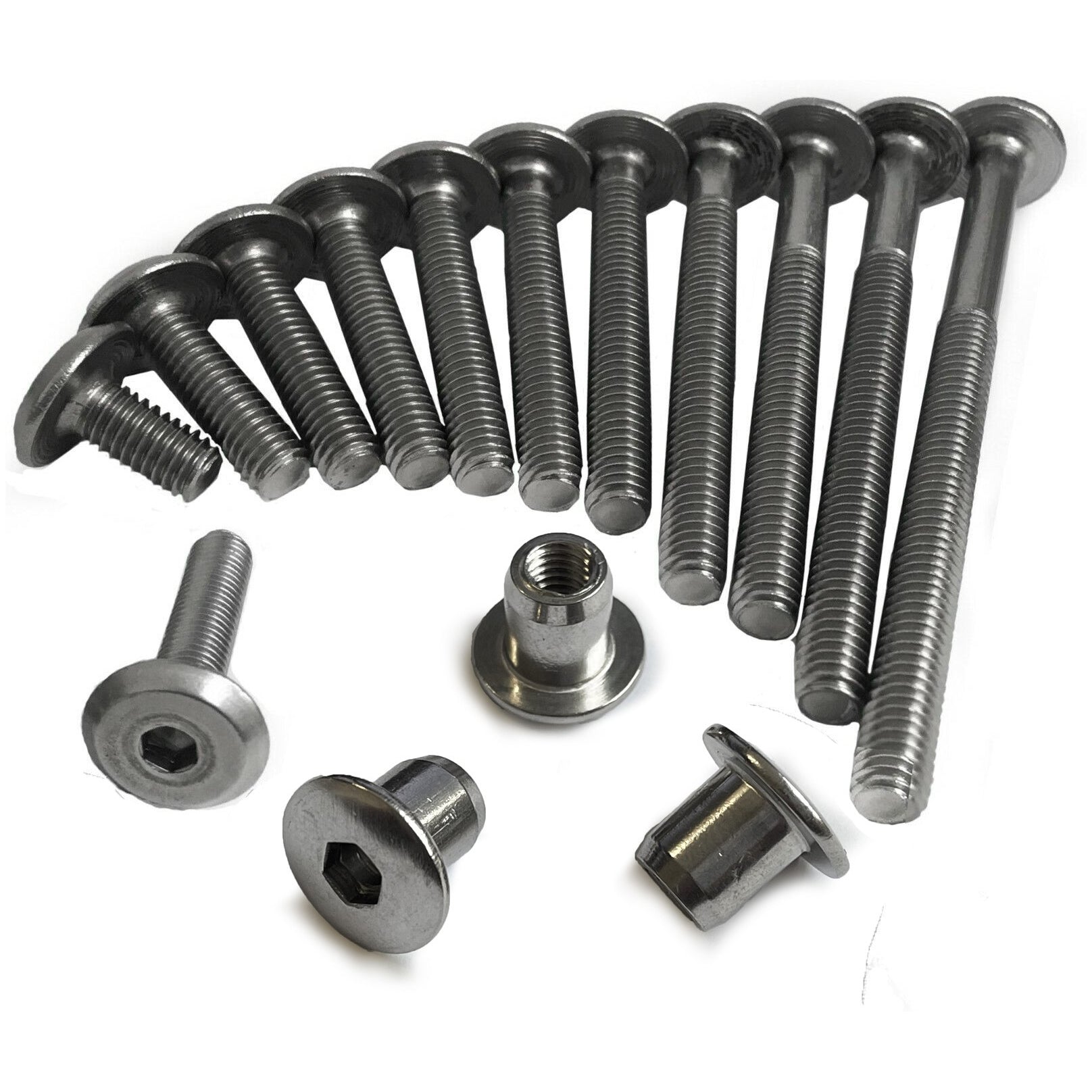 M6 Stainless Steel Furniture Joint Connector Bolts With Cap Nuts Hex Socket Nut