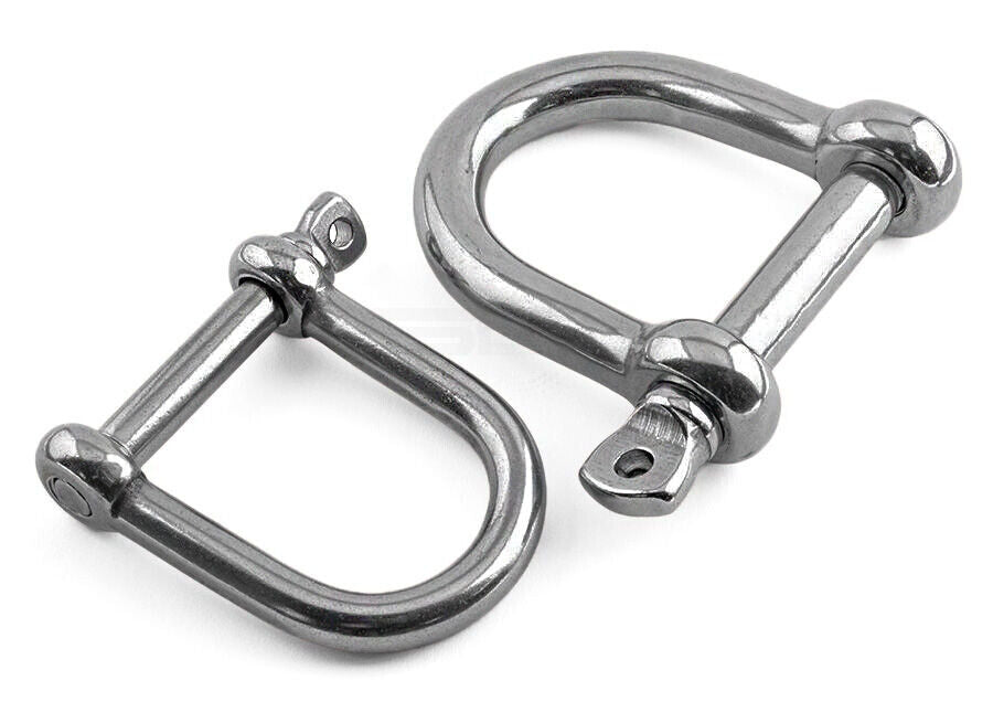 M6 Wide D-Shackle A4 Stainless Steel Marine Grade 316 Lifting Rigging Pin 6mm