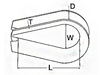 Wire Rope Eyelet Thimbles Dimensions