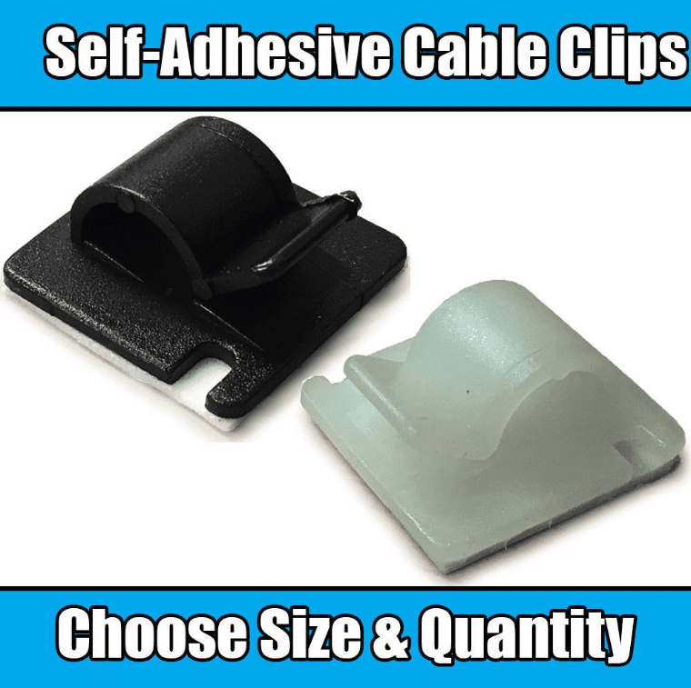 Self Adhesive Nylon Clips for Cable Wire Conduit Black Or White 16mm 25mm 28mm