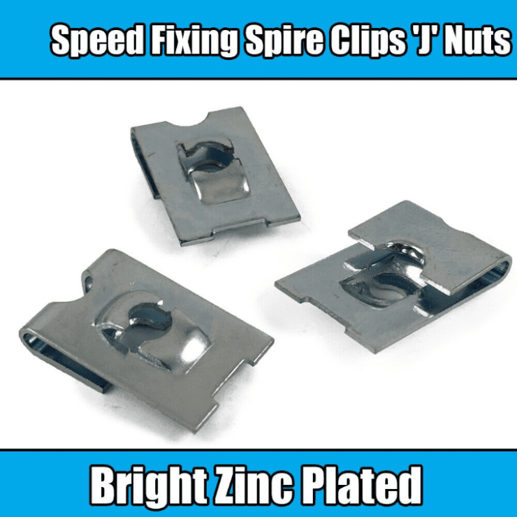 Spire Clips J Nuts Speed Fixing Bright Zinc Plated No 6 No 8 No 10 No 12 No 14