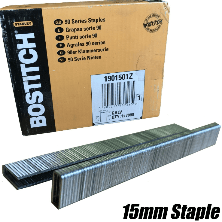 Stanley Bostitch 12mm Galvanised Power Crown Staples 90 Series Staples Box