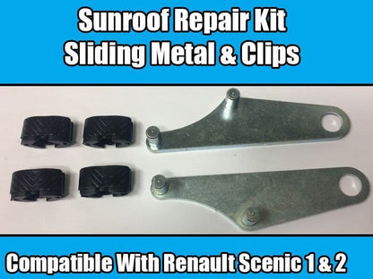 Sunroof Repair Kit for Renault Scenic 1 & 2 Sliding 2X Metal + 4X Clips
