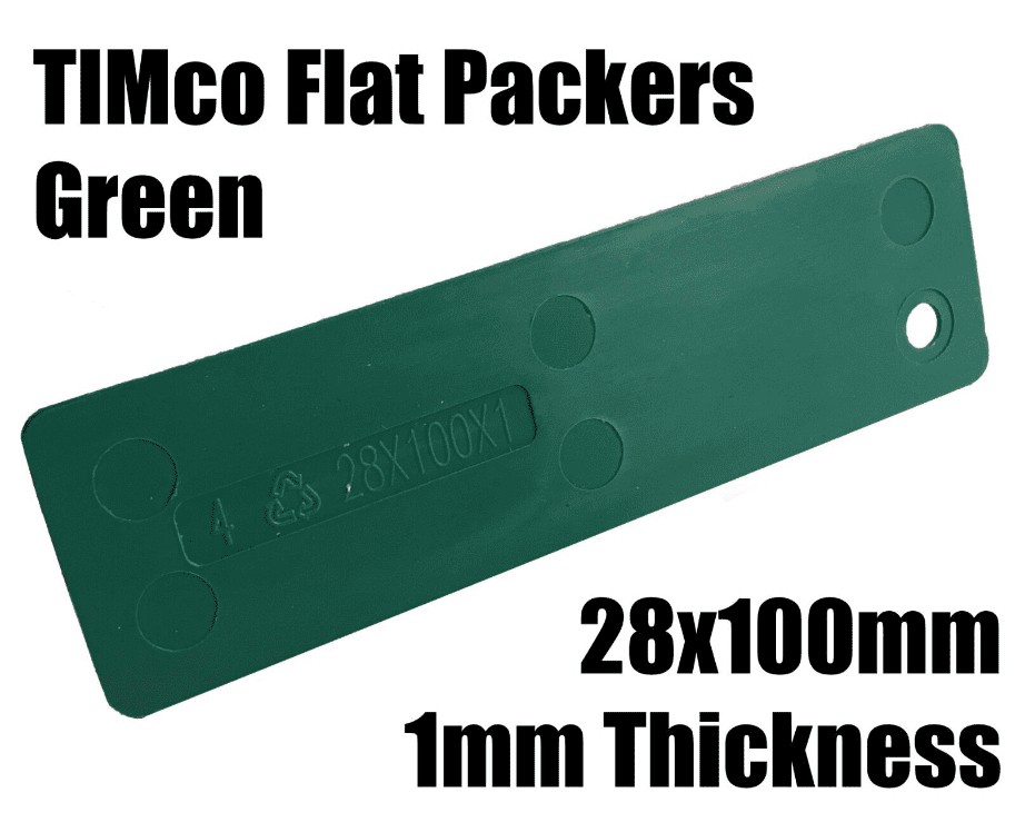 Timco 100x28X1 Green Plastic Flat Packers Shims Window Frame Flooring ...