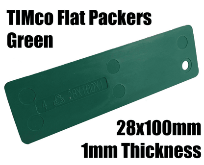 Timco 100x28X1 Green Plastic Flat Packers Shim Frame Window Glazing Flooring