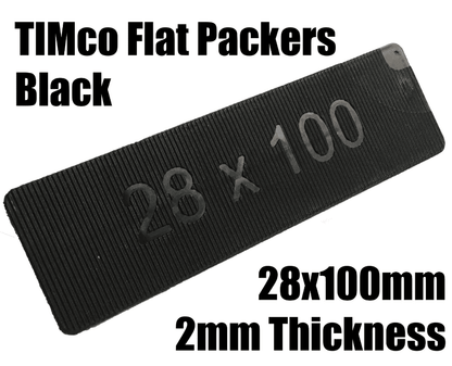 Timco 100x28X2 Black Plastic Flat Packers Shim Frame Window Glazing Flooring